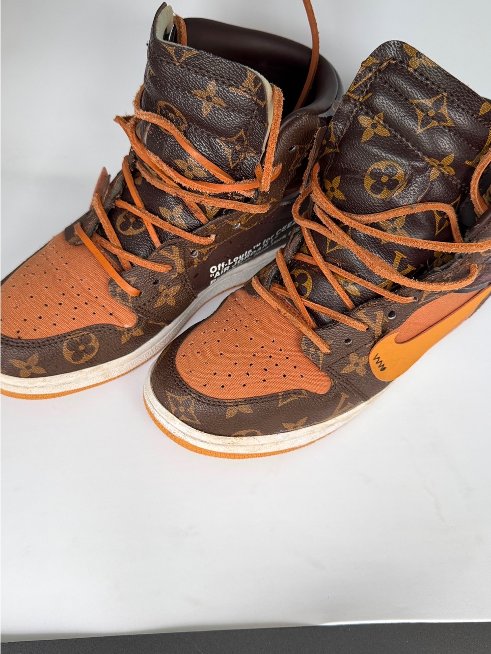 Off - white x Louis Vuitton x air Jordan 1 high monogram sneakers rare collab - Picture 2 of 7